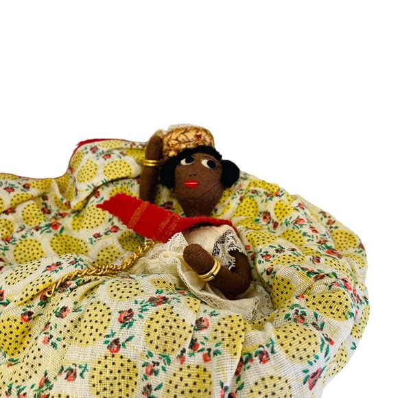 Vintage Handmade Cloth 2 Dolls In One Reversible Dress 9" Collectible Decor Toy - Picture 9 of 16